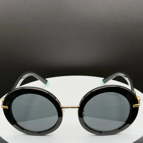 Tiffany & Co TF 4201 8001/S4 Black Round Sunglasses Grey Lens 50 24 140 SCRATCH - Picture 6 of 16